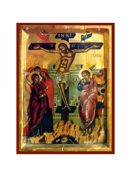 Σετ των 2 Εικόνα Ορθοδοξίας με περίγραμμα χρυσό σε ξύλο Φλαμουρίας  με  βάση Εικόνα ΣΤΑΥΡΩΣΙΣ ΧΡΙΣΤΟΥ Χειροποίητη Ελληνορθόδοξη εικόνα του Ιησού Χριστού, Κρεμαστή πλάκα βυζαντινής τέχνης, χριστιανική τέχνη Διάσταση 15x11 cm (5,9x4,3 ίντσες)  INTRAEK-33775