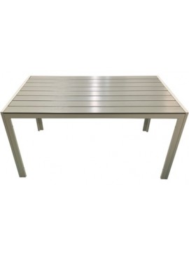 ΤΡΑΠΕΖΙ ΑΛΟΥΜΙΝΙΟΥ ΜΕ ΣΥΝΘΕΤΙΚΟ ΞΥΛΟ POLYWOOD -ΑΝΟΙΧΤΟ ΓΚΡΙ - ΔΙΑΣΤΑΣΕΙΣ: L140xW80xH72cm- ΔΙΑΤΙΘΕΤΑΙ  ΩΣ ΣΕΤ ΜΕ ΤΗΝ ΚΑΡΕΚΛΑ 180-4871 velco-180-4888