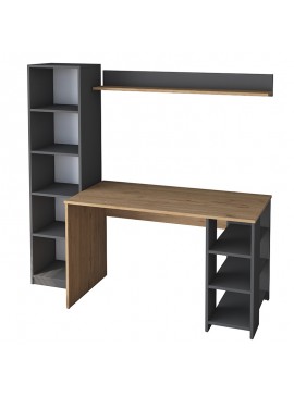 Γραφείο με βιβλιοθήκη Goldie pakoworld ανθρακί-φυσικό 160x45x161.8εκ 182-000048