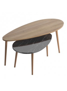 Τραπέζι σαλονιού Monty pakoworld oak-μαύρο μαρμάρου 116x46x46εκ 185-000088