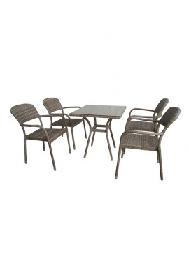 Bluimis ΣΕΤ ΤΡΑΠΕΖΑΡΙΑ ΚΗΠΟΥ WICKER - RATTAN 5184 G + 5217 G / ΣΕΤ 5 ΤΕΜ BL-200-01-007