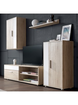 Σύνθετο σαλονιού Veal Intrahome sonoma-λευκό 190x35x190εκ INTRAPA-203111112