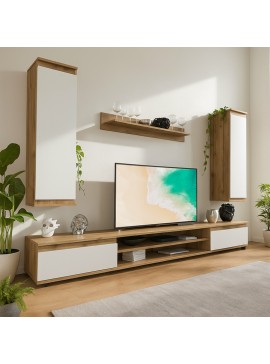 Σύνθετο σαλονιού Meur Intrahome καρυδί-λευκό 175x37x160εκ INTRAPA-203111136
