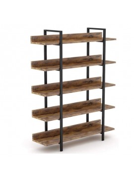 Βιβλιοθήκη Almond pakoworld καρυδί-μαύρο 119x27x185εκ 197-000035