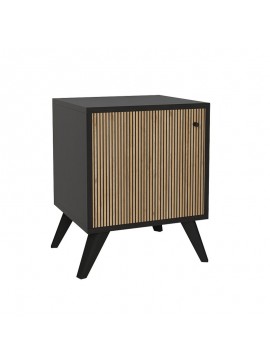 Κομοδίνο Flipter pakoworld μελαμίνης oak-μαύρο 40x40x55εκ 197-000203