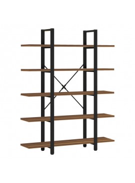 Βιβλιοθήκη Esthon pakoworld καρυδί-μαύρο μέταλλο 120x28x180εκ 197-000228