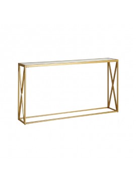 Intrahome Κονσόλα μεταλλική με γυάλινη επιφάνεια Kantoo Intrahome σε χρυσή απόχρωση 120x25x75εκ | SKU: INTRAPA-208111367