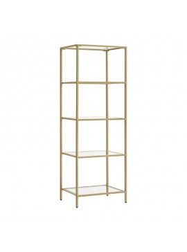 Ραφιέρα μεταλλική με γυάλινη επιφάνεια Letus pakoworld σε χρυσή απόχρωση 40x30x125εκ