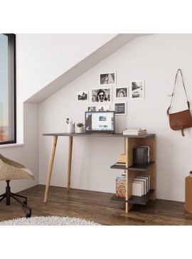 Γραφείο εργασίας Laux Intrahome σε oak- ανθρακί απόχρωση 114x56x76εκ INTRAPA-208111385