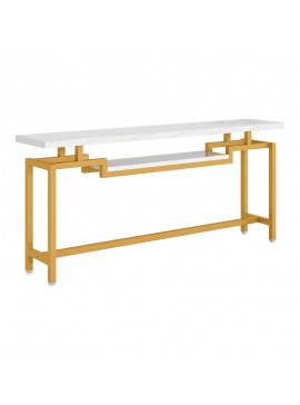 Κονσόλα Onole pakoworld σε όψη μαρμάρου - χρυσό μέταλλο 180x35x82εκ