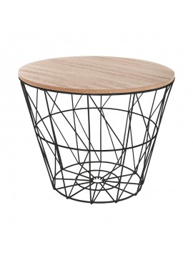 Βοηθητικό τραπέζι σαλονιού Jacot pakoworld oak-μαύρο Φ38x30,5εκ