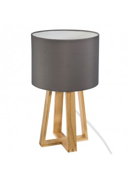 Επιτραπέζιο φωτιστιικό Kressou pakoworld ξύλο πεύκου σε γκρι απόχρωση Φ20x34.5εκ