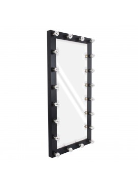 MIRROR-160x80-5 GloboStar®  MAKEUP MIRROR-160x80-5 Μοντέρνος Καθρέπτης Μακιγιάζ με Πλαίσιο Φυσικού Ξύλου με Διακόπτη On/Off 20 x E27 AC220-240V - Μ80 x Π7 x Υ160cm - Μαύρος Έβενος