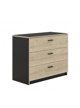 Insi Tonight Συρταριέρα με 3 συρτάρια 92x45x76εκ. Black/Natural Chestnut  0201.GM61 
