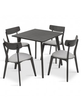Tραπεζαρία Benson - Toto pakoworld σετ 5τμχ rustic grey - ύφασμα grey 80x80x75εκ 200-000181