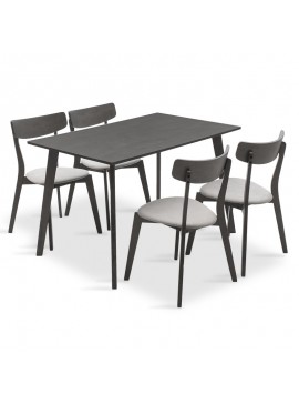 Tραπεζαρία Benson - Toto pakoworld σετ 5τμχ rustic grey - ύφασμα γκρι 120x75x75εκ 200-000187