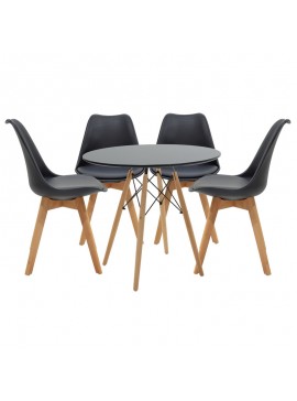 Φοιτητικό πακέτο επίπλων τραπεζαρίας Gaston-Julita pakoworld σετ 5 τμχ Φ80x73εκ 200-000602