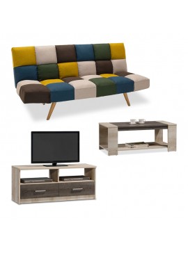 Φοιτητικό πακέτο επίπλων σαλονιού Lounge 3 pakoworld σετ 3 τμχ 200-000731