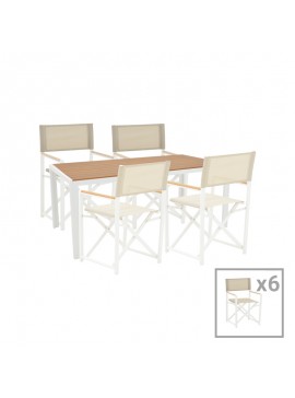 Intrahome Τραπεζαρία Mabu-Nares σετ 7τεμ Intrahome λευκό αλουμίνιο και plywood σε φυσικό χρώμα 180x90x72.5εκ | SKU: INTRAPA-311111878