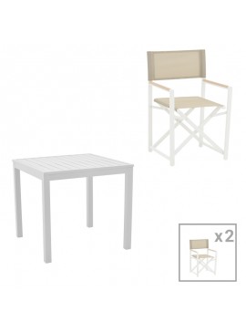 Τραπεζαρία Kliton - Mabu σετ 3τεμ pakoworld αλουμίνιο σε λευκή απόχρωση 80x80x74εκ