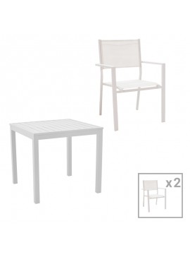 Τραπεζαρία Zacreta- Kliton σετ 3τεμ pakoworld αλουμίνιο σε λευκή απόχρωση 80x80x74εκ