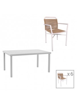 Intrahome Τραπεζαρία Kliton - Clutch σετ 7τεμ Intrahome αλουμίνιο σε λευκή απόχρωση 150x80x74εκ | SKU: INTRAPA-311111921