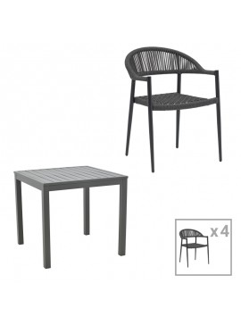 Intrahome Τραπεζαρία Kliton-Freiburg σετ 5τεμ Intrahome αλουμίνιο σε ανθρακί απόχρωση 80x80x74εκ | SKU: INTRAPA-311112284