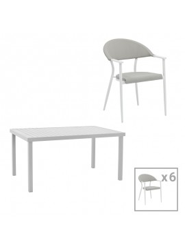 Intrahome Τραπεζαρία Kliton-Pino σετ 7τεμ Intrahome αλουμίνιο σε λευκή απόχρωση 150x80x74εκ | SKU: INTRAPA-311111987