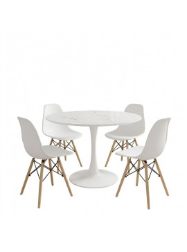 Τραπεζαρία Nymo-Kabo Intrahome σετ 5τεμ pp-mdf λευκo Φ100x73εκ INTRAPA-311112117