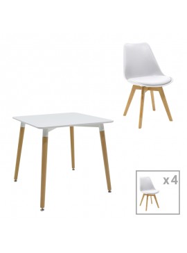 Φοιτητικό πακέτο επίπλων κουζίνας Deli pakoworld σετ 5τεμ σε λευκή απόχρωση 80x80x76εκ