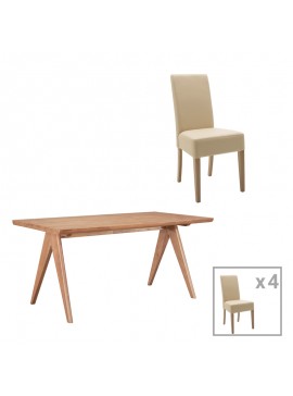 Intrahome Τραπεζαρία ROCKYA-Winslow I Intrahome σετ 5τμχ ξύλο rubberwood σε ανοιχτό καρυδί χρώμα 180x85x75εκ | SKU: INTRAPA-311112165