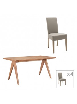 Intrahome Τραπεζαρία ROCKYA-Winslow II Intrahome σετ 5τμχ ξύλο rubberwood σε ανοιχτό καρυδί χρώμα 180x85x75εκ | SKU: INTRAPA-311112166