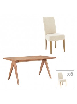 Intrahome Τραπεζαρία ROCKYA-Winslow Intrahome σετ 7τμχ ξύλο rubberwood σε ανοιχτό καρυδί χρώμα 180x85x75εκ | SKU: INTRAPA-311112167
