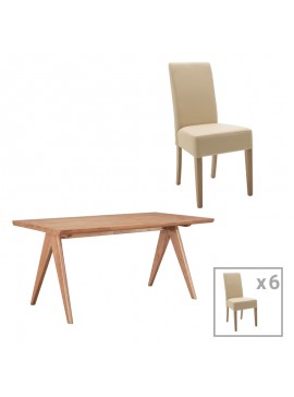Intrahome Τραπεζαρία ROCKYA-Winslow A Intrahome σετ 7τμχ ξύλο rubberwood σε ανοιχτό καρυδί χρώμα 180x85x75εκ | SKU: INTRAPA-311112168