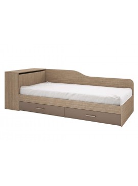 Κρεβάτι μονό με συρτάρια 82/190, ΔΩΡΟ Ορθοπεδικό στρώμα, 1212005 Μόκα, 228x71x87 εκ., Genomax GenomCITY2005MOKA