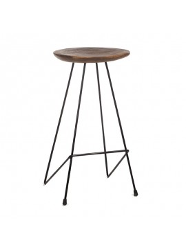 Artekko Gluah Σκαμπώ Μπαρ Ξύλινο με Σιδερένια Βάση (43x40x76)cm Artekko 201-0379