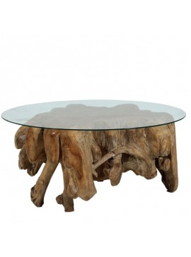 Artekko Lintin Τραπέζι Σαλονιού Ρίζα (80x80x45)cm με Τζάμι (125x75)cm Artekko 201-0405