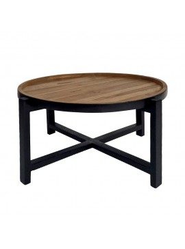 Artekko Munggur Ξύλινο Τραπέζι Σαλονιού σε Φυσική Απόχρωση με Μαύρο Σκελετό (Φ74x38)cm Artekko 201-0474