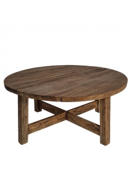 Artekko Munggur Ξύλινο Τραπέζι Σαλονιού σε Φυσική Απόχρωση με Μαύρα Νερά (Φ90x41)cm Artekko 201-0475