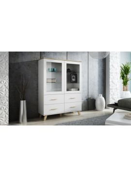 Cabinet LOTTA 120 2DSZ4S dimond white/lsonoma oak DIOMMI CAMA-LOTTA-WITRYNA-120-2D4S-BI/DSO DIOMMI-60-19755