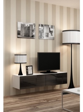 TV Stand VIGO 140 white/black DIOMMI CAMA-VIGO-RTV-140-BIAŁY/CZARNY POŁYSK DIOMMI-60-20112