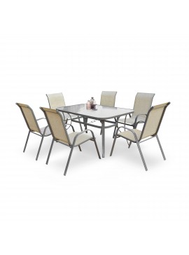 Τραπέζι εξωτερικού χώρου γυάλινο με γκρι μεταλλικό σκελετό MOSLER 150x90x72 DIOMMI 60-21573 DIOMMI60-21573