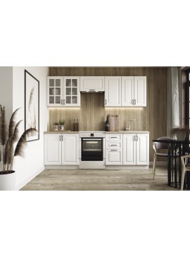 ELIZABETH 240 kitchen set, color: front - white matt, body – white, worktop – sonoma oak DIOMMI V-UA-ELIZABETH_240-BIAŁY DIOMMI60-22759