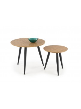 MENTONA 2, set of two coffee tables, color: golden oak / black DIOMMI V-CH-MENTONA_2-LAW DIOMMI-60-21514