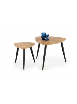 NICEA 2, set of two coffee tables, color: golden oak / black DIOMMI V-CH-NICEA_2-LAW DIOMMI-60-21597