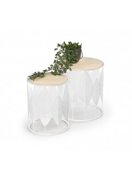 FOLLA set of 2 c. tables natural / white DIOMMI V-CH-FOLLA-LAW-BIAŁY DIOMMI-60-20693