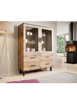 Cabinet LOTTA 120 2DSZ4S wotan oak/ black DIOMMI CAMA-LOTTA-WITRYNA-120-2D4S-DWO/CZ DIOMMI-60-19756