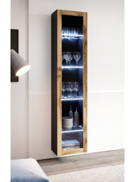 glazed cabinet VIGO WITR. SZKŁO 180 black/ wotan oak DIOMMI CAMA-VIGO-WITRYNA-SZKŁO-CZARNY/DAB WOTAN DIOMMI-60-20186