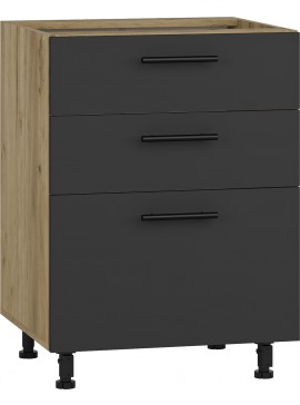 VENTO DS3-60/82 lower cabinet with drawers, color: craft oak/antracite DIOMMI V-UA-VENTO-D3S_H-60/82-ANTRACYT DIOMMI-60-22796