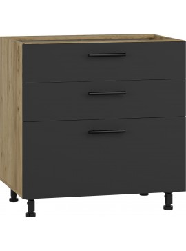 VENTO DS3-80/82 lower cabinet with drawers, color: craft oak/antracite DIOMMI V-UA-VENTO-D3S_H-80/82-ANTRACYT DIOMMI-60-22801